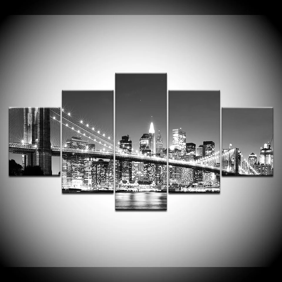 Walk Across the Brooklyn Bridge 5 шт. обои Современная Модульная фотокартина для гостиной