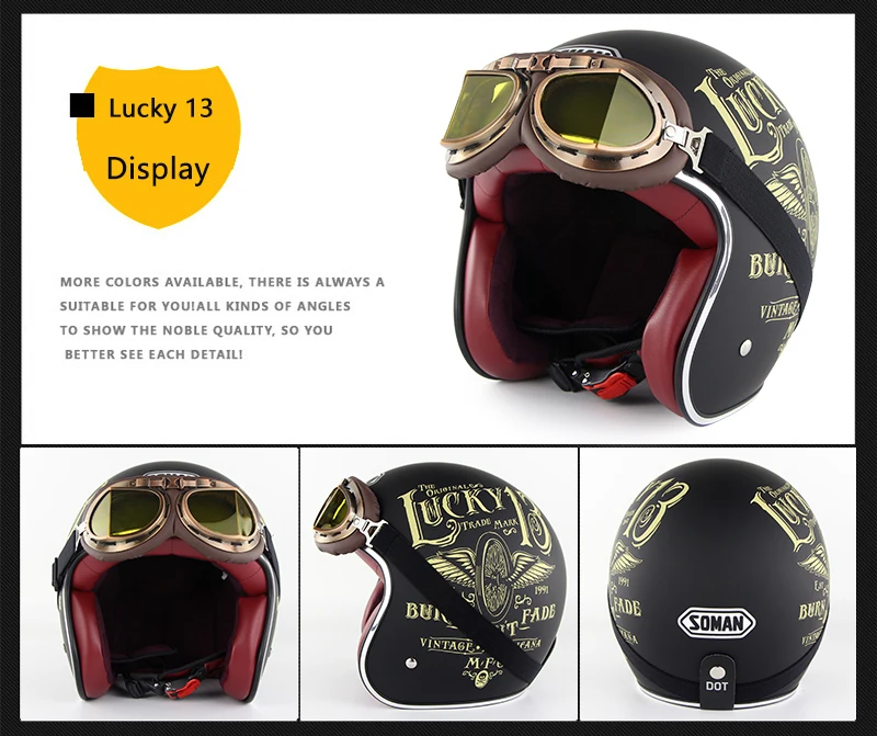 Мотоциклетный шлем мото шлем точка Чоппер Винтаж Capacete ретро-шлемы Moto Cacapete с очками SM512
