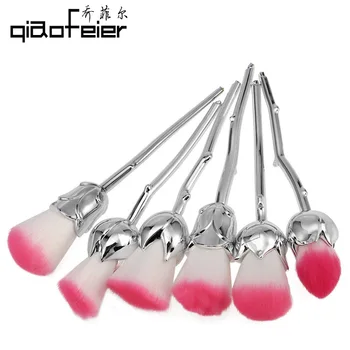 

6pcs/set beauty tools 3D colorful gradient rose makeup brushes Tools Rose Gold Makeup Brushes Set Foundation Powder brushes