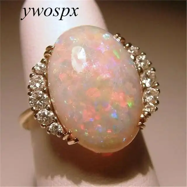 YWOSPX Luxury Rose Gold Color Orange Fire Opal CZ Rings For Women Jewelry Gifts YWOSPX Luxury Rose Gold Color Orange Fire Opal CZ Rings For Women Jewelry Gifts