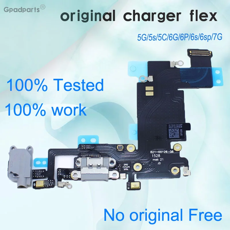 Оригинальное б/у зарядное устройство Flex для iPhone 5 5S 5C 6 6S plus 7 US зарядный порт док-станция разъем гибкий кабель, запчасти для ремонта