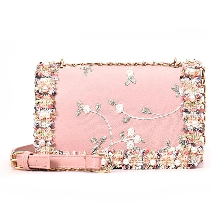 

Woman Purse Floral Print PU Leather Satchel Handbag Lace CrossbodyShoulder Sling Bag
