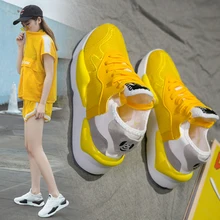 Женские желтые высокие кроссовки для бега; обувь для женщин; кроссовки; милые розовые дышащие амортизирующие кроссовки; Мужская Спортивная обувь; большие размеры
