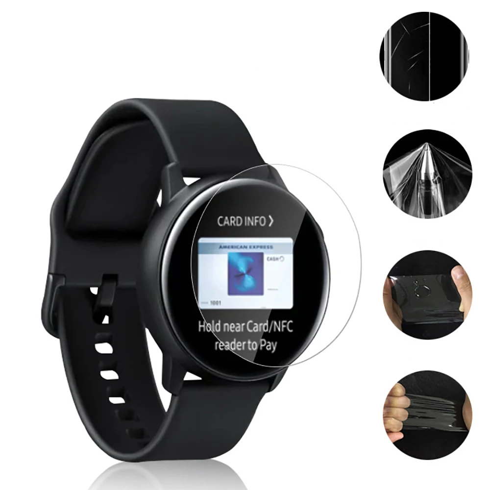 

For Samsung Galaxy Watch Active 40mm Smart Watch Wristband Full Screen Protector Anti-shock Soft PET Ultra Clear Protective Film