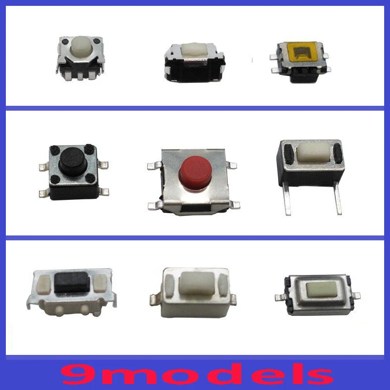 

90PCS/9MODELS Power Momentary Tact Switch SMD push button switch 12V mini button micro waterproof switch