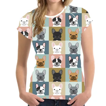 

FORUDESIGNS Fashion Women Short Sleeve T-Shirt Casual Tops Cartoon Cute French Bulldog Black Sushi Cat Top Summer Tshirt Women