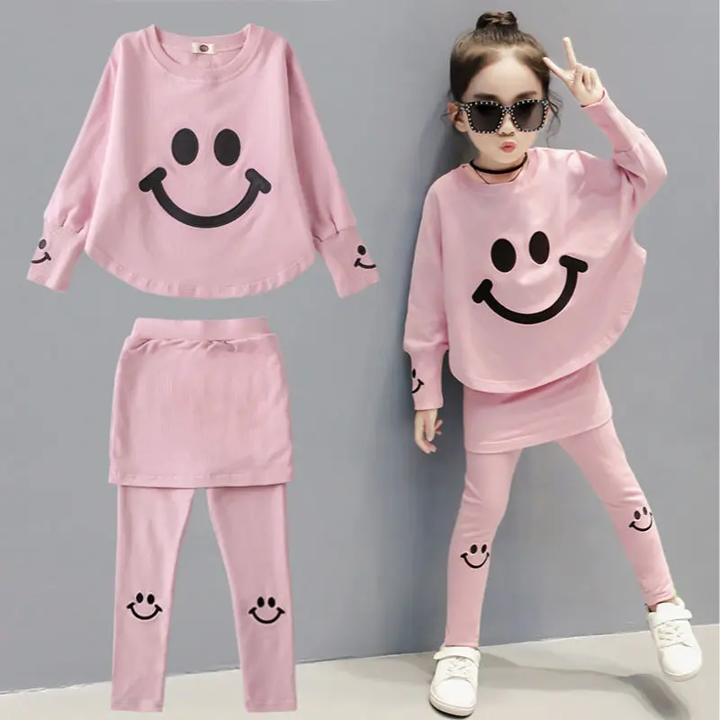 

2019 Spring and Autumn Toddler Girl Clothing Sets Children Clothes Kids Batwing Coat Top+culottes Leggings 2pcs