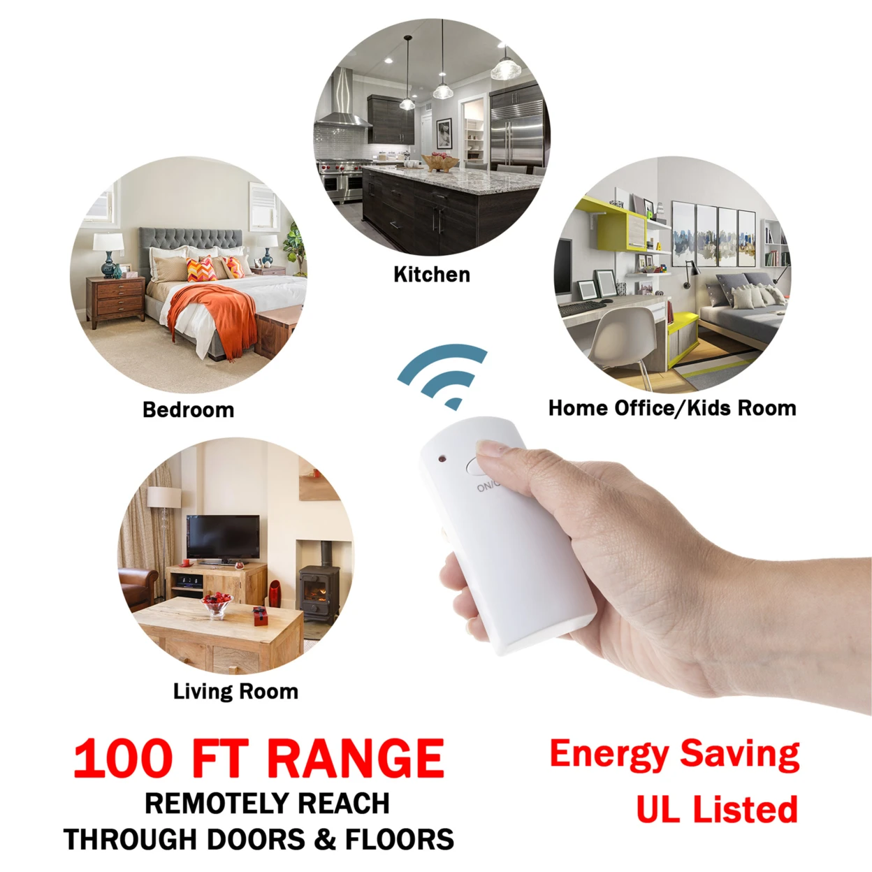 Indoor Wireless Electrical Outlet Plug With Programmable Remote Control For Home Appliances, Lamps, Lighting and Electrical Equipment B (2)
