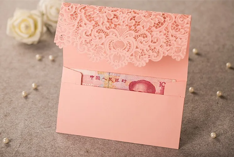 loverly laser cut flower wedding invitation envelopes pink envelope
