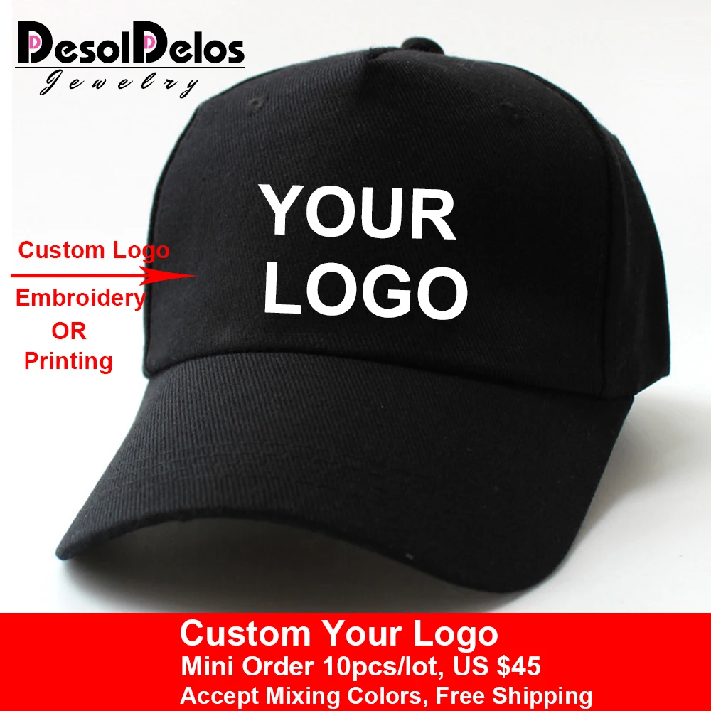 

10pcs/lot High Quality DIY Your Own Cap Custom Logo Caps Women Men Snapback Blank Customized Hats Dad Printed 2019 New