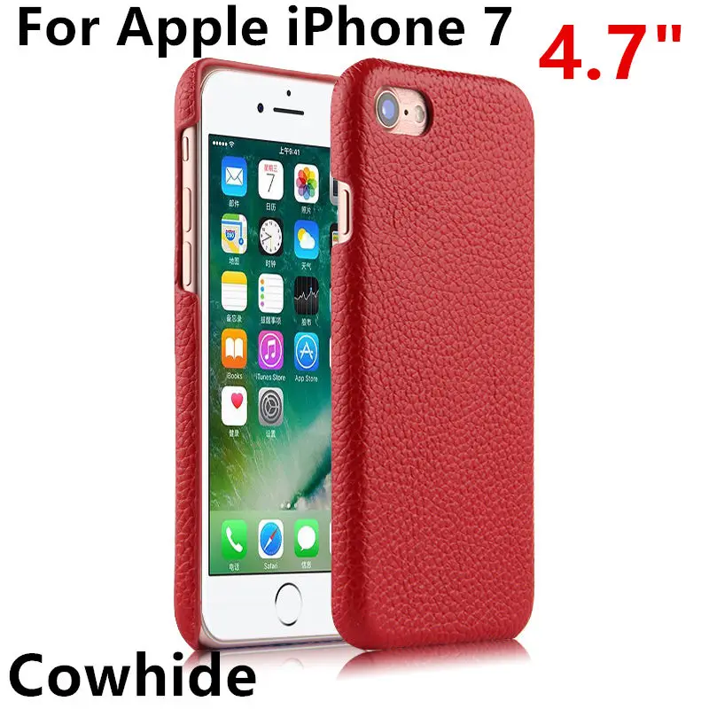 HUWEI Case Cowhide Cover For Apple iPhone 7 Protective shell Phone covers iphone7 4.7" Protector Genuine Leather Back Cases | Мобильные