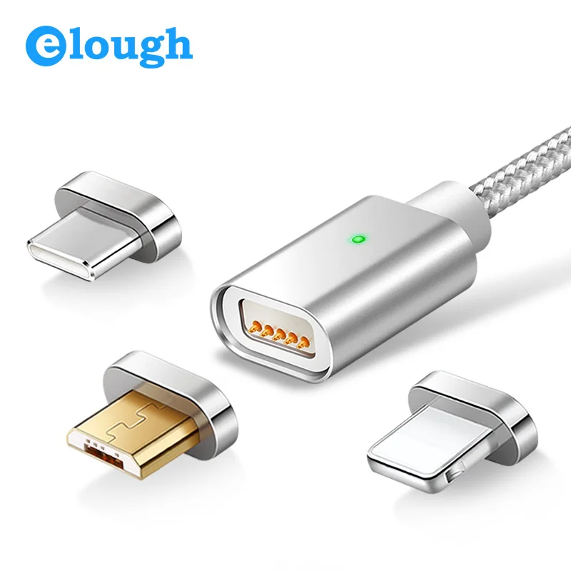 Магнитный кабель Elough E04 с Micro USB Type C для быстрой зарядки мобильных телефонов iPhone