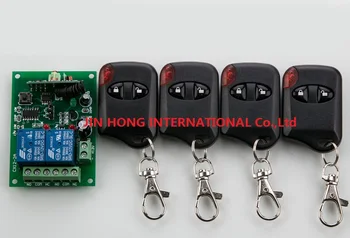 

2016 new Hot Sales DC 12V 10A 2CH 315MHz/433MHZ Wireless RF Remote Control Switch teleswitch 4* cat eye Transmitter+ 1*Receiver
