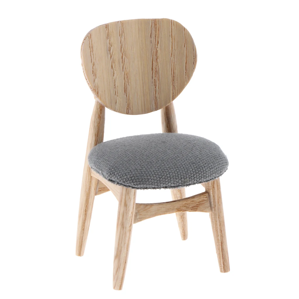 1:12 Dollhouse Miniature Furniture Wooden Modern Upholstered Dining Chair Dolls House Accessory