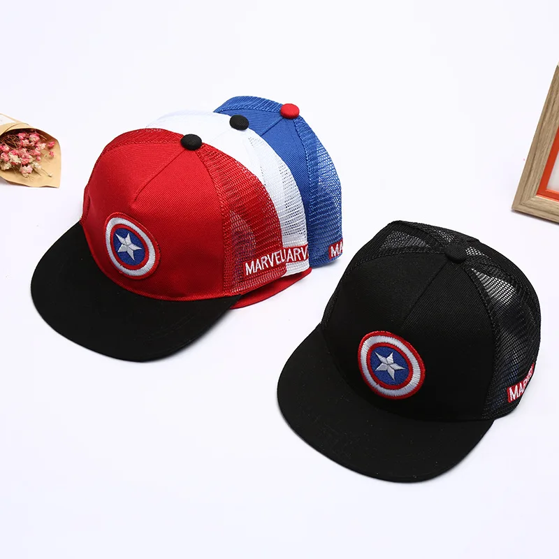 

Cartoon Parent-Child Baseball Cap Super Hero Captain America Pentagram Summer Kids Sun Hat Mesh Cap Snapback Children Caps