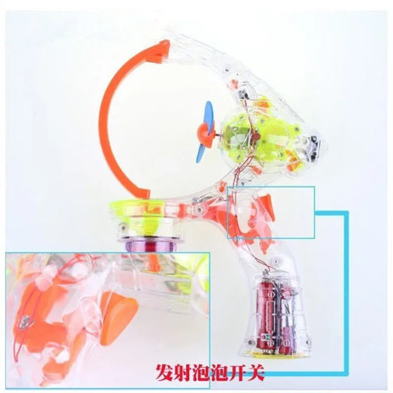 Bath Toy Supper Big 7 inch Bubble Shooter Gun Blower Machine Blaster Maker for Girls Kids Toddler Adults Flashing Sounding