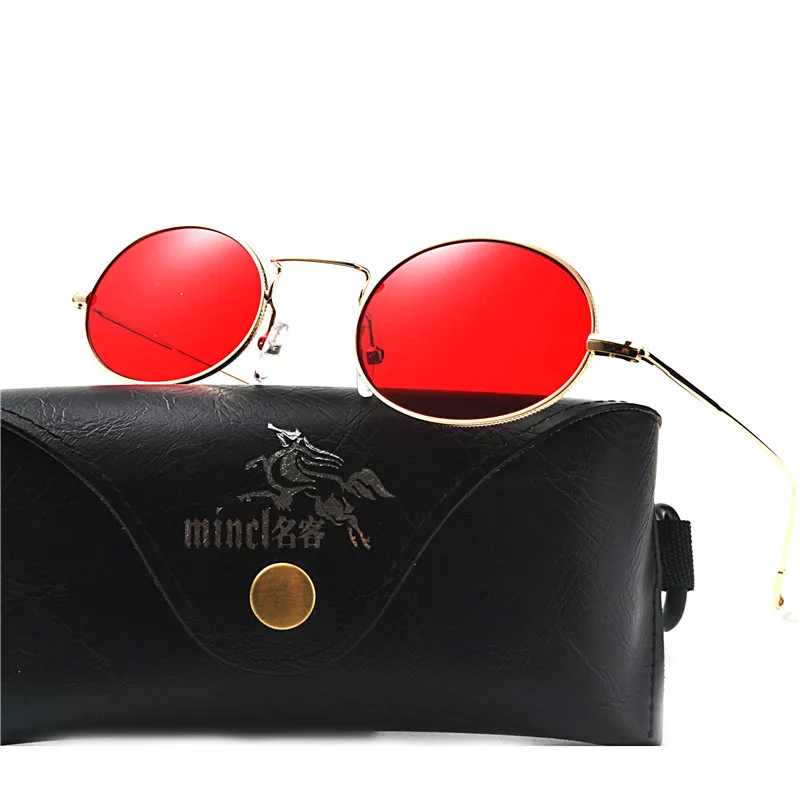 MINCL/Retro Round Sunglasses Metal Frame Men and Women Small Size