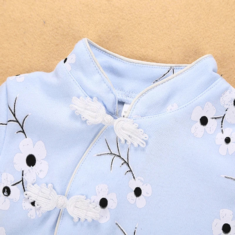 Китайский стиль Cheongsam боди для малышей комбинезон-боди летняя одежда для девочек цветочные колготки с принтом треугольный, одежда для ползания