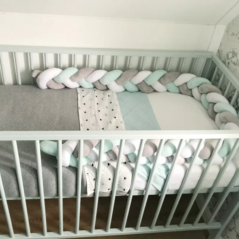 100 см новорожденный подушка бампер для детской кроватки Детская кровать кос узел подушки бампер для Infant Bebe защита для кроватки кроватка бампер номер Декор