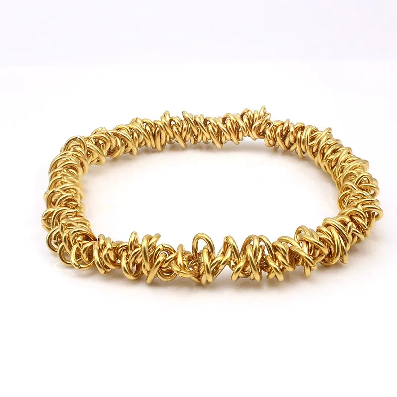 Stainless Steel Elastic Bracelet And Bangles Men Women Fashion Jewelry Gold Color Circle Chain Bracelets 3