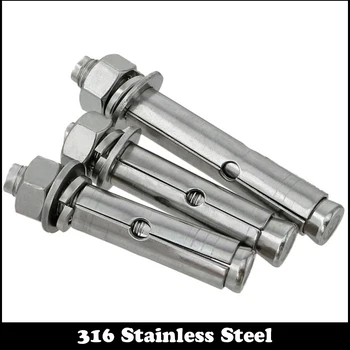 

1pcs M10 100mm M10*100mm M10X100 316 Stainless Steel SS GB Lengthen Expansion Screw Sleeve Concrete Anchor Bolt