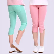 Летние узкие брюки ярких цветов для девочек; укороченные Леггинсы для девочек; эластичные леггинсы для девочек; детская одежда; леггинсы