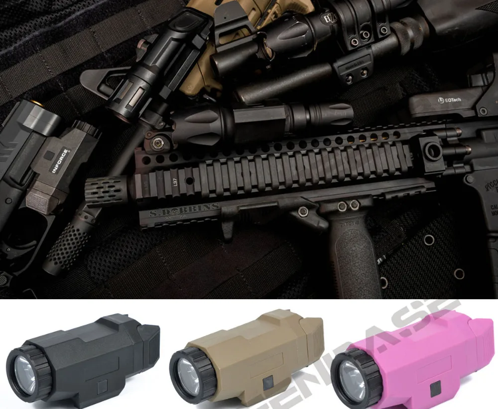 Pistola de Luz Lanterna para a Caça Greenbase Arma Caça Tática Noite Evolução Mini Led Branco Apl Luz 2 Luzes de armas