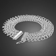 Новая мода 925 цельный Серебряный Серебряный браслет цепочка для женщин 18 мм 18 см браслет из стерлингового серебра бижутерия в богемном стиле