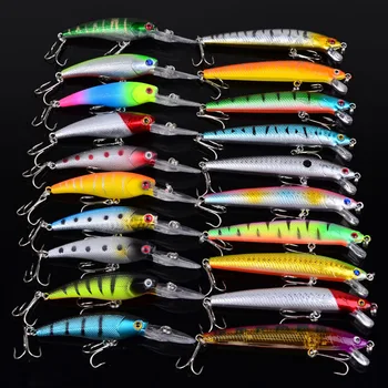 

20PCS Topwater Fishing Crankbait curving Minnow Fish Bass lure hook baits 9.5cm/8.5g 9cm/8g