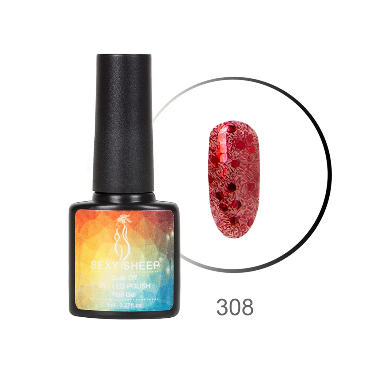 8ML Gel Nail Polish Colorful UV Gel Soak Off Gel Polish Semi-Permanent Varnish Red Black Gray Green Nail Color Manicure Nail Art - Цвет: 308