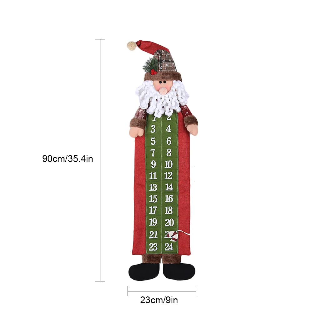 Рождественский Адвент-календарь 3D кукла Дата 1-24 наклейки своими руками Рождественская елка обратный отсчет календарь с карманами новогодние подвесные украшения
