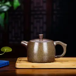 Темно-красный эмалированный керамический чайник НЕОБРАБОТАННАЯ руда секция, глина и дров сжигание скважин чайник полный ручной чайник