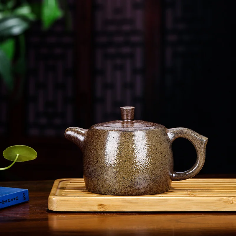 

Dark-red Enameled Pottery Teapot Raw Ore Section Mud And Firewood Burning Wellbore Teapot Full Manual Kettle Kung Fu Tea Have