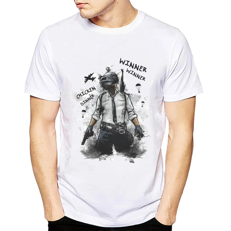

PUBG Winner Winner Chicken Dinner Men t shirts funny FPS game Player unknown's Battlegrounds t-shirts