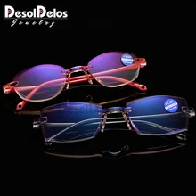 Без оправы, со стразами отделка Чтение Стекло es+ 1,0 1,50 2,0 2,50 3,0 4,0 для мужчин женщин пожилых анти синий свет