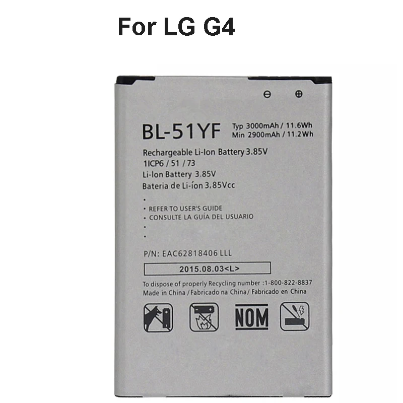 Оригинальная фотобатарея для LG G4 H815 H818 H810 VS999 F500 G Stylo сменные батареи 3000