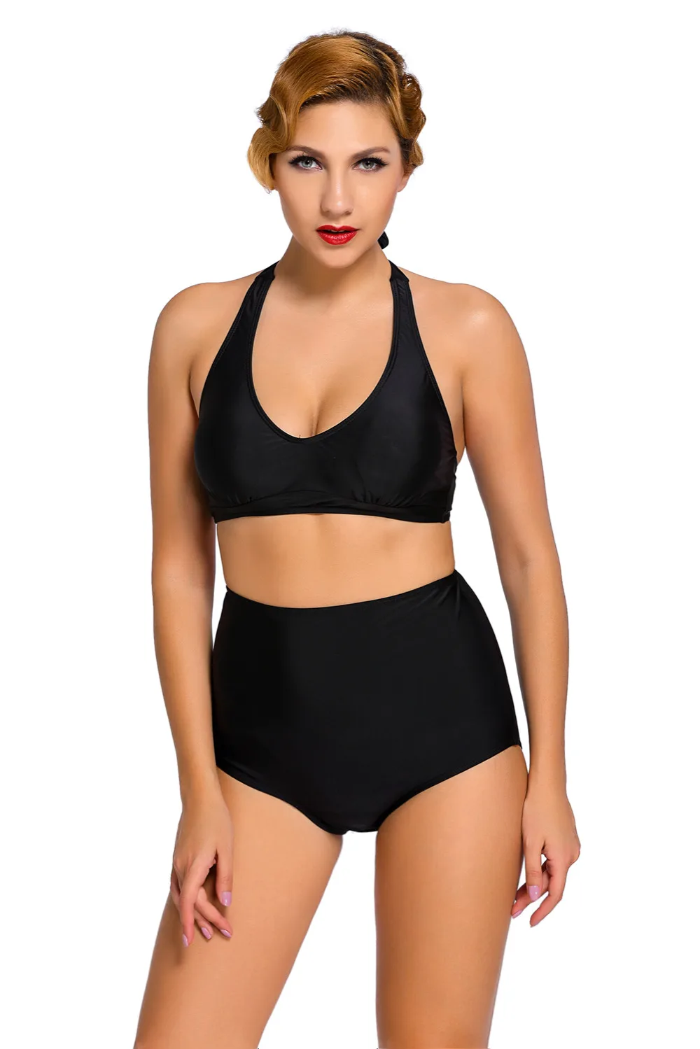 Solid-Black-Halter-Bikini-Swimsuit-LC41420-2-6