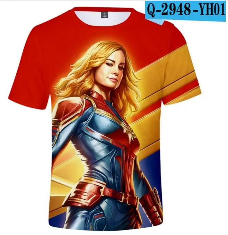 

Girl Top Captain Marvel Short Sleeve Tees Childrens 3D Printed Avengers Endgame Kids Shirt Boy Cosplay Costume Superhero T Shirt