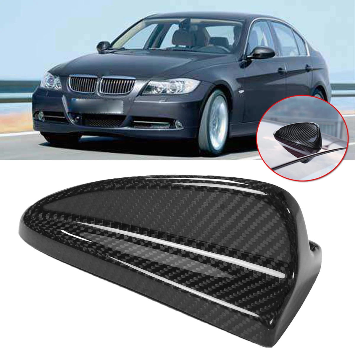 

Car Roof Shark Fin Antenna cover Trim Black Carbon Fiber For BMW 3 Series E46 M3 E90 E92