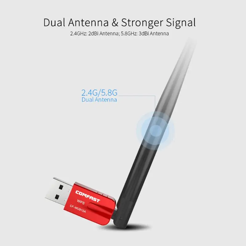Comfast CF-WU910A двухдиапазонный 5,8G USB WiFi адаптер 600 Мбит/с Wifi приемник беспроводной сетевой карты привод Bluetooth 4,2 ключ
