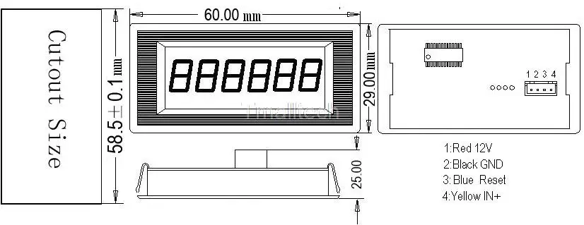 6 цифровой красный светодиод Счетчик Панель метр DC 8-12 в плюс тотализатор 0-999999