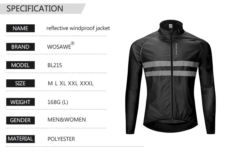 WOSAWE водонепроницаемые мужские куртки для велоспорта высокая видимость ветровка велосипедная спортивная одежда Светоотражающая защита от дождя Велосипедное пальто