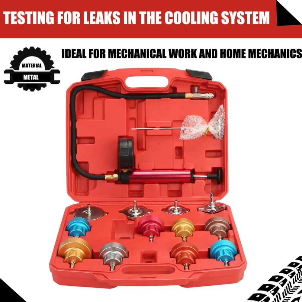 

15PCS Car Water Tank Leak Detector Radiator Pressure Tester Kit Automotive Cooling System Test Detect tool