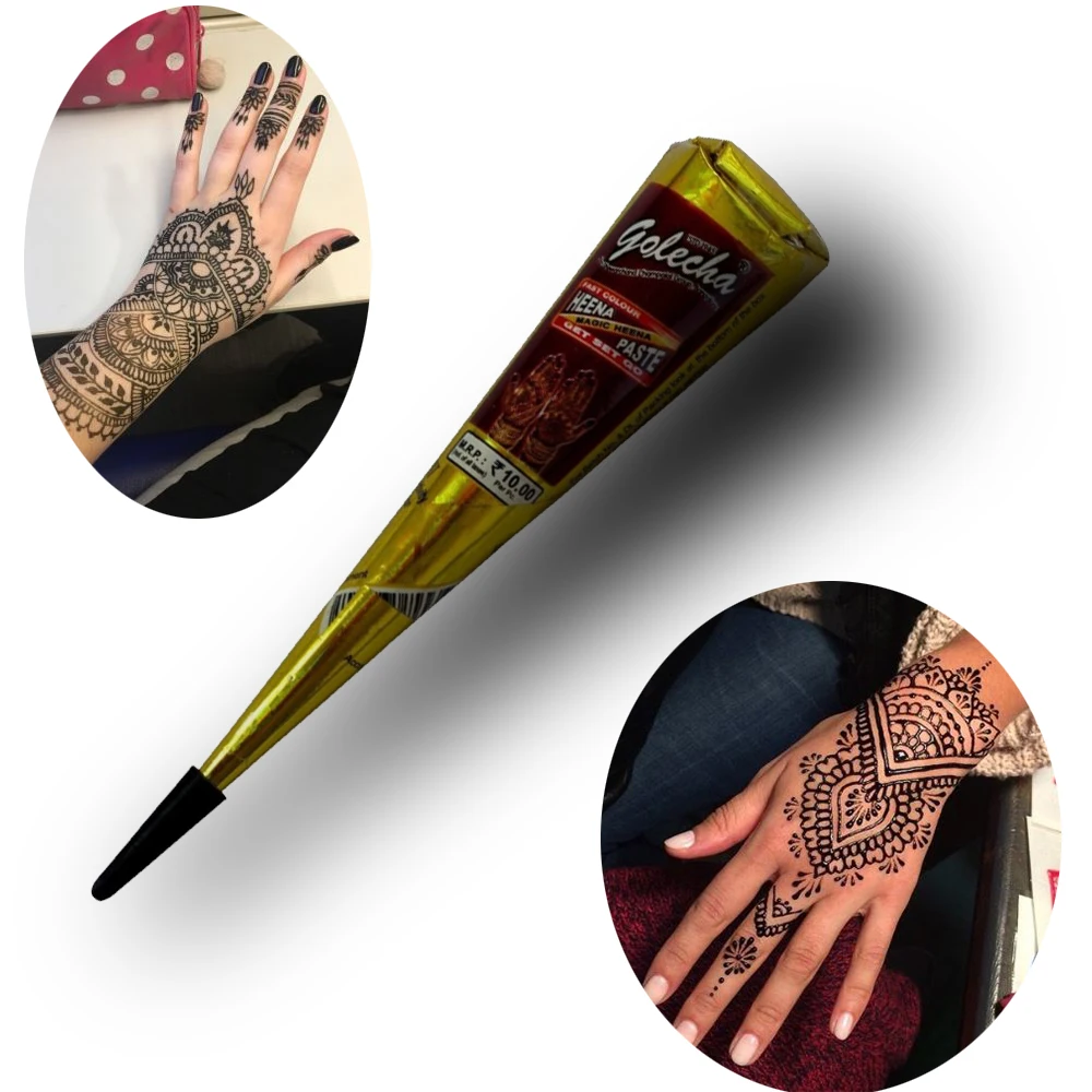 

25g Original Kashmir Imports India Temporary Tattoos Painted Edition Authentic Henna Natural Jet Black Plant Henna Cream