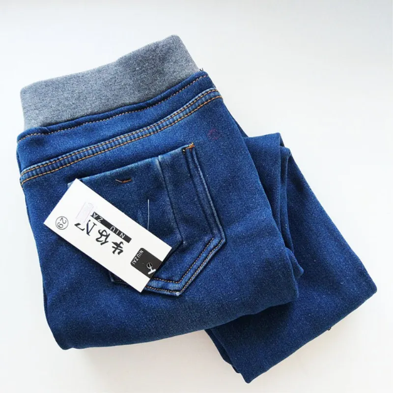 Зимние джинсы для женщин, высокая талия, тянущиеся, уплотненные джинсы, поцарапанные, золотые, флисовые, джинсовые брюки-карандаш, популярные брюки P9105