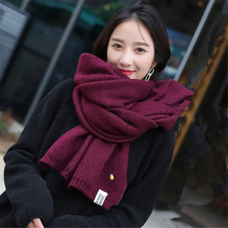 VDOGRIR Wine Red Scarves New Stylish Women's Personality Pineapple