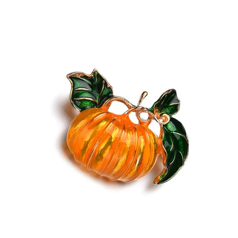 

2018 New European and American style Halloween Enamel pumpkin plant personality fashion brooch female