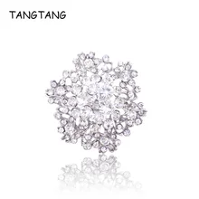 Модное серебристое покрытие корейский цветочный дизайн с AAA кубическим цирконием кристалл горный хрусталь броши для свадебной вечеринки аксессуары подарок