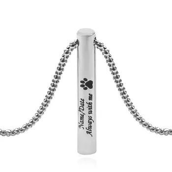 

Fashion Custom Necklace Engrave Message Cylinder Silver Stainless Steel Pendant Necklace For Men Women Unique Handwork Gift