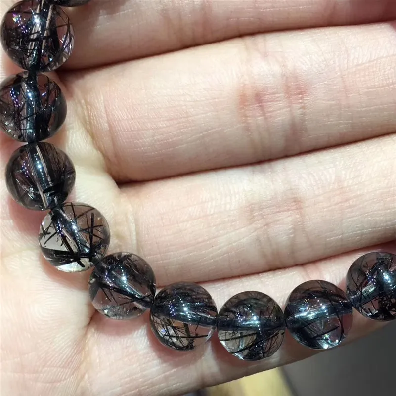 Natural Black Hair Rutilated Quartz Stone Bracelet  (3)